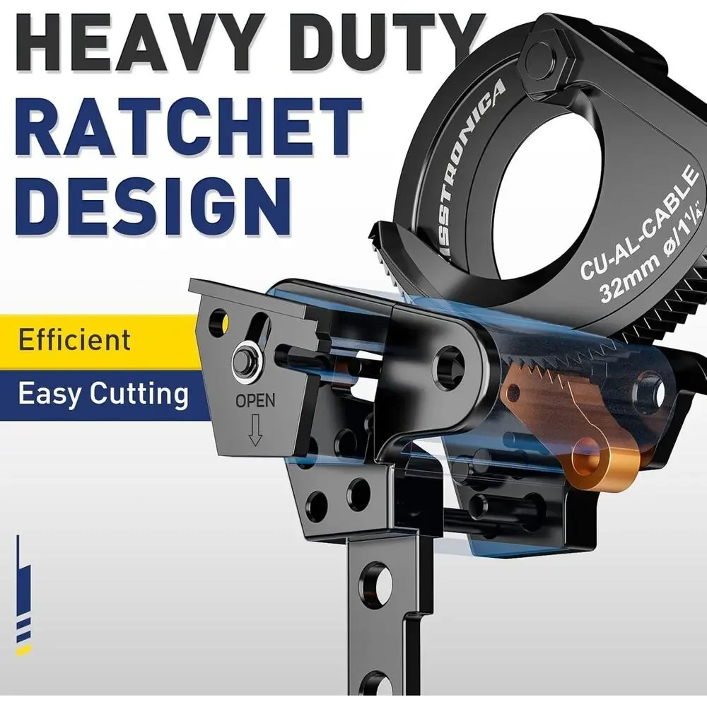Ratchet Cable Cutters,Heavy Duty Wire Cutters for Cutting Electrical Copper & Al